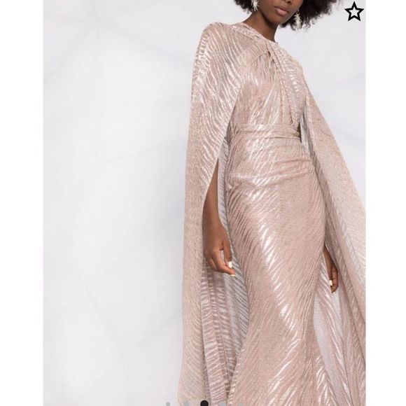 NWT Talbot Runhof long-sleeve draped maxi dress Size 4 $2750 - Picture 4 of 13